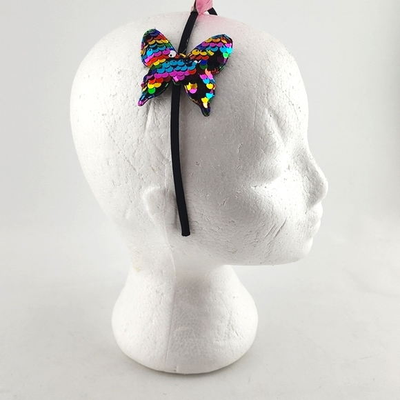 3 New Girl's Colourful Headbands with Butterfly & Bows Sequins Gold Print - Picture 6 of 10